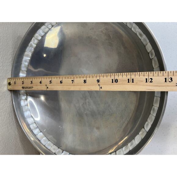 Vintage Towle Silversmiths Silver Aluminum Decorative Mother of Pearl Inlay Bowl - Picture 5 of 7